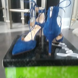 Sam Edelman "taylor" blue suede heels